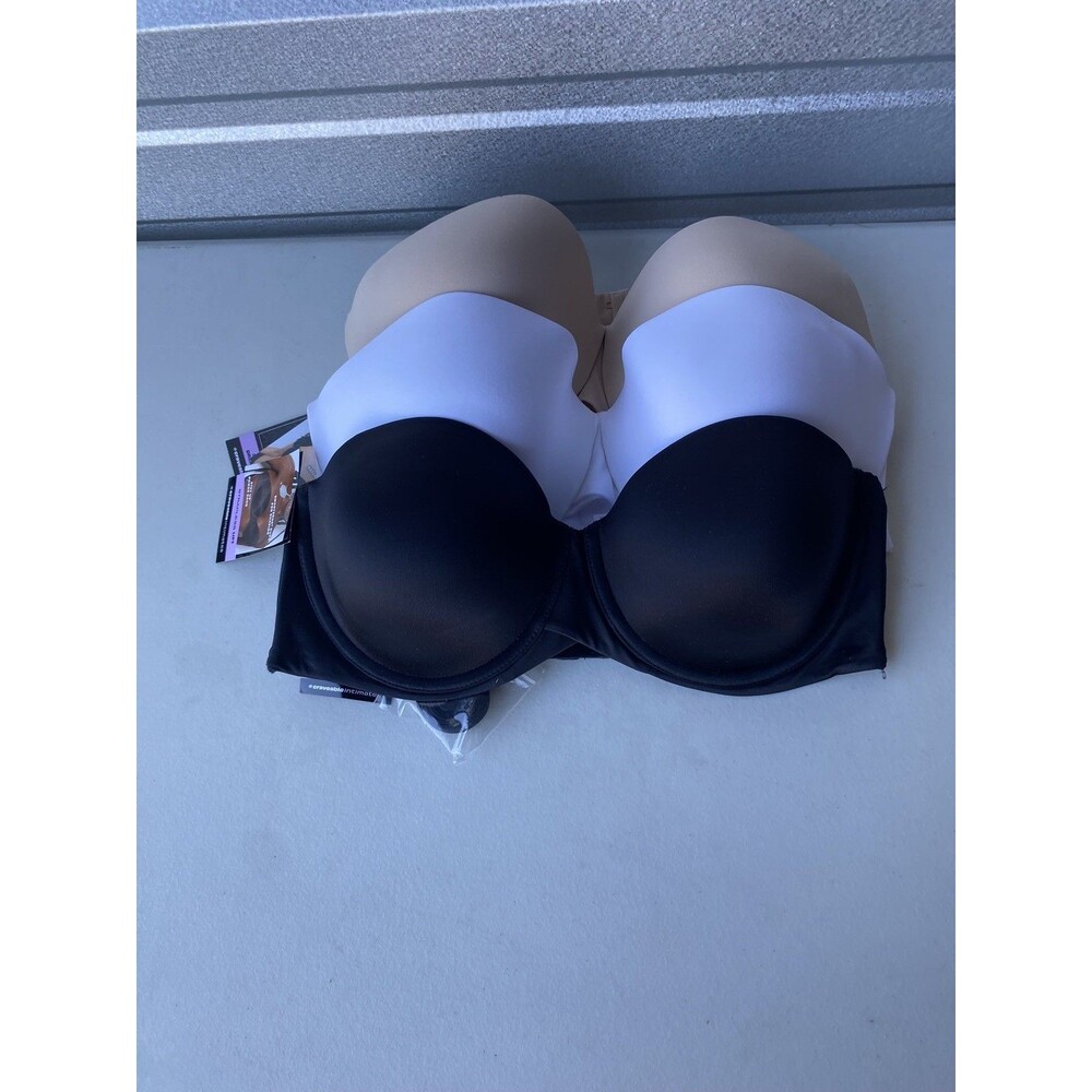 Maidenform Strapless Lift Bra Lot 3 38C Black White Beige Convertible NWT